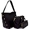 LHU040U-LP Studded 3 in 1 Single Strap Hobo Value SET