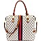 Center Stripe Accent Monogram Satchel with Portable Charger MH-LHU108C