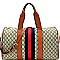 Center Stripe Accent Monogram Duffel Bag with Portable Charger MH-LHU109C