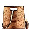 Stud Accent Ostrich Embossed Satchel Wallet SET  MH-LHU1341W