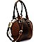 Ostrich Embossed Jewel-Top Round Satchel MH-LHU145O