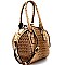 Ostrich Embossed Jewel-Top Round Satchel MH-LHU145O