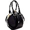 Ostrich Embossed Jewel-Top Round Satchel MH-LHU145O