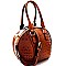 Ostrich Embossed Jewel-Top Round Satchel MH-LHU145O