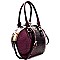 Ostrich Embossed Jewel-Top Round Satchel MH-LHU145O