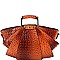 Metal Handle Ostrich Print Satchel Wallet SET MH-LHU1971W