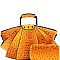 Metal Handle Ostrich Print Satchel Wallet SET MH-LHU1971W