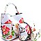 Fashionable Flower Butterfly Print Patent 3 in 1 Hobo Wallet SET MH-LHU2042W
