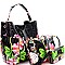 Fashionable Flower Butterfly Print Patent 3 in 1 Hobo Wallet SET MH-LHU2042W