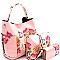 Fashionable Flower Butterfly Print Patent 3 in 1 Hobo Wallet SET MH-LHU2042W