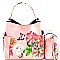 Fashionable Flower Butterfly Print Patent 3 in 1 Hobo Wallet SET MH-LHU2042W
