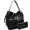 Stylish Tassel Ring Accent Whipstitched Hobo Wallet SET MH-LHU2161W