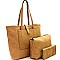 Fashionable Stitch Accent Pocket 3 in 1 Shopper Tote Value SET MH-LHU2231W