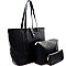 Fashionable Stitch Accent Pocket 3 in 1 Shopper Tote Value SET MH-LHU2231W