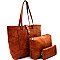 Fashionable Stitch Accent Pocket 3 in 1 Shopper Tote Value SET MH-LHU2231W