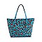 Leopard-Cow-Sunflower Printed Fringed 2-in-1 Shopper