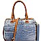 LI0031W-LP Jean Inspired Leopard Boston Satchel Wallet SET Denim