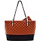 [S]LI3369-LP Quilted Colorblock Shopping Tote SET