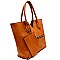 LJX001-LP Zipper Accent Large Tote with Leashed Pouch