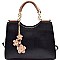 LL015-LP Flower Charm Two-Tone Satchel