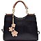 LL015-LP Flower Charm Two-Tone Satchel