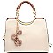 LL015-LP Flower Charm Two-Tone Satchel