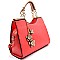 LL015-LP Flower Charm Two-Tone Satchel