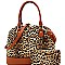 Leopard Print 2-Way Dome Satchel Wallet SET