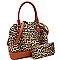 Leopard Print 2-Way Dome Satchel Wallet SET