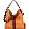 LMS022W Flower Accent Strap Center Stripe Hobo Wallet SET