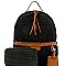 Fashionable Knitted Straw Multi-Pocket Fashion Backpack Wallet SET MH-LMS0791W