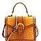 Buckle Accent Ostrich Embossed Flap Satchel MH-LMS089