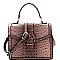 Buckle Accent Ostrich Embossed Flap Satchel MH-LMS089