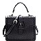 Buckle Accent Ostrich Embossed Flap Satchel MH-LMS089
