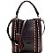 Studded Tassel Accent Ostrich Print 2-Way Hobo