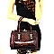 LOL009-LP Python Print Patent Jewel-Top Satchel