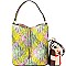 LP062P-LP Multi-Color Woven Print 2 in 1 Hobo with Plaid Print Crossbody