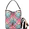 LP062P-LP Multi-Color Woven Print 2 in 1 Hobo with Plaid Print Crossbody