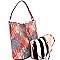 LP062P-LP Multi-Color Woven Print 2 in 1 Hobo with Plaid Print Crossbody