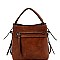 Stylish Front Zipper Pocket 2-Way Medium Satchel Stone MH-LQ133
