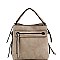 Stylish Front Zipper Pocket 2-Way Medium Satchel Stone MH-LQ133