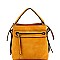 Stylish Front Zipper Pocket 2-Way Medium Satchel Stone MH-LQ133