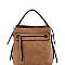 Stylish Front Zipper Pocket 2-Way Medium Satchel Stone MH-LQ133