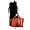 STUDDED WING OSTRICH PRINT SATCHEL WALLET SET