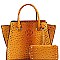 STUDDED WING OSTRICH PRINT SATCHEL WALLET SET