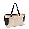 Straw Side Pocket Tote Bag