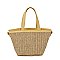 Straw Front Pocket Tote Bag