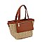 Straw Front Pocket Tote Bag