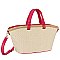 Straw Top Handle Tote Bag