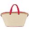 Straw Top Handle Tote Bag